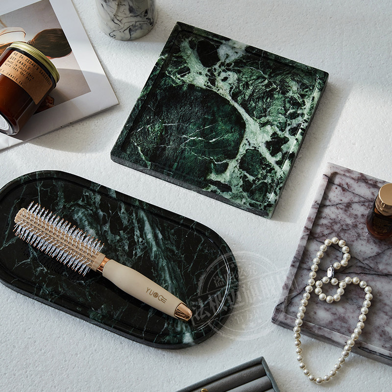 大理石轻奢首饰香薰托盘摆件酒店卫生间浴室洗手台洗漱用品收纳盘,淘宝优惠券,粉丝福利购,淘宝优惠卷