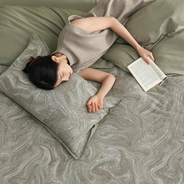 Retro green丨Colored jacquard four-piece set pure cotton 2025 new bed sheets and quilt covers high-end bedding