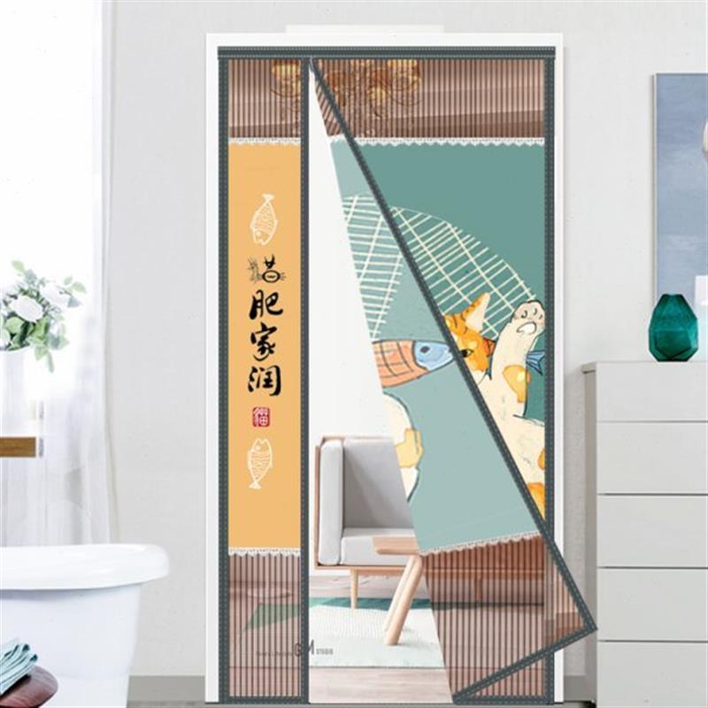 帘防窥大门分通风卧室磁吸遮挡免打孔粘贴防蚊门帘偏纱门静音夏季 - 图0