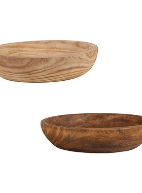 新中式样板间餐厅茶几实木水果盘装饰品J侘寂风民宿收纳盘托盘摆