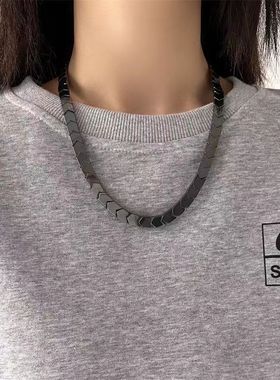 黑胆石项链男潮小众设计配饰