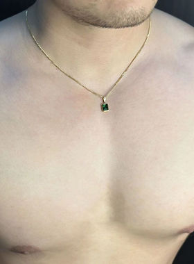 祖母绿色锁骨链精致项链男女同款