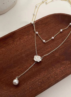 昭和山茶双层项链女山茶花颈链