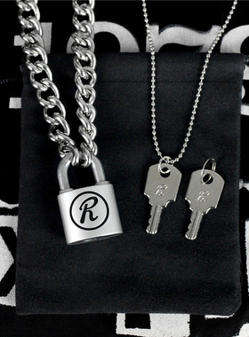 NANA同款南京锁项链女潮SID原版哑光磨砂朋克莲R锁大号情侣礼物