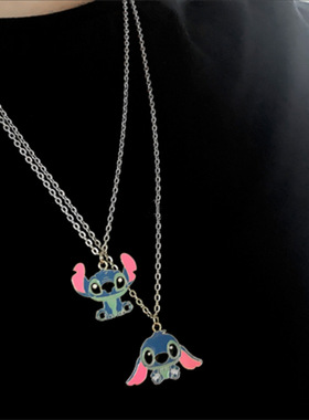 卡通可爱史迪仔星际宝贝项链吊坠滴油情侣个性男女潮合金配饰