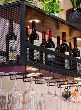 铁艺吧台吊架倒挂收纳架子简x约餐厅悬挂式酒柜吊架现代家用酒杯