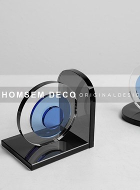 从上简约现代创意蓝色水晶书x房书挡摆件样板间玄关客厅电视柜装