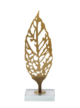 现代简约创意金属树叶摆件样板房客厅H玄关轻奢装饰金色叶子摆件