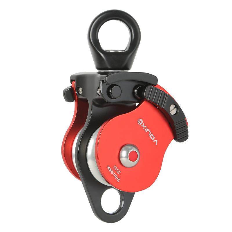 Xindahua series universal double pulley universal joint rotating ring rope anti-knot side plate pulley mountain climbing equipment