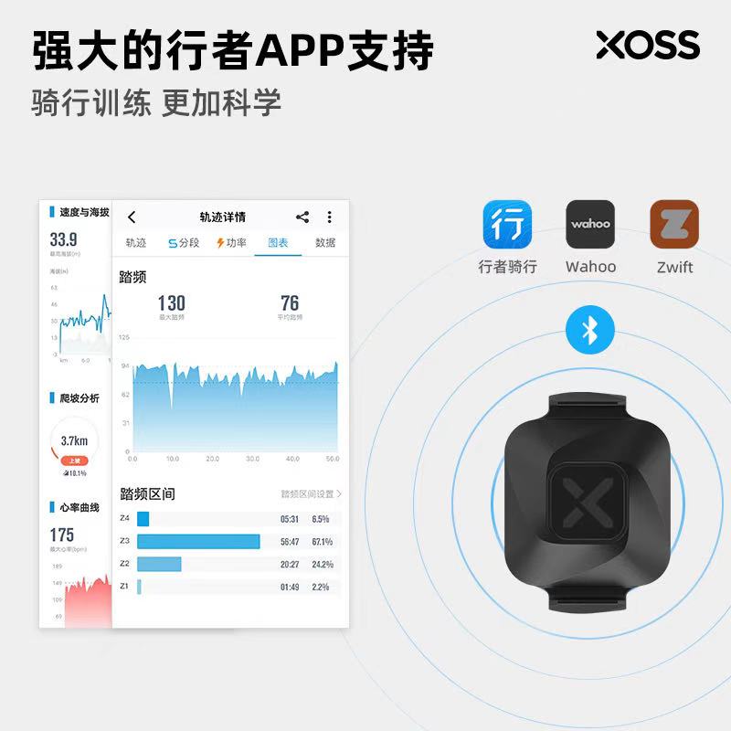 行者XOSS小旋风新品双模速度踏频器蓝牙ANT+自行车码表骑行装备男 - 图3