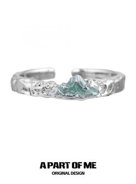 奔赴山海情侣对戒指环潮酷风叠戴时尚感新中式食指戒开口可调节