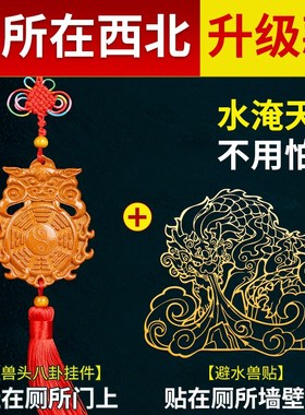 极速厕所卫生间在西北避水兽贴y铜葫芦桃木兽头八卦五帝钱天然葫