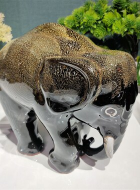 新品大号高温瓷窑变釉大象摆件/长25宽Z13高20