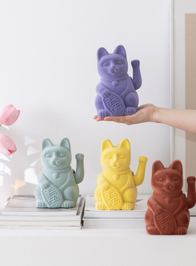 树脂植绒自动招手k招财猫摆件样板间儿童房门店收银台送礼工艺装