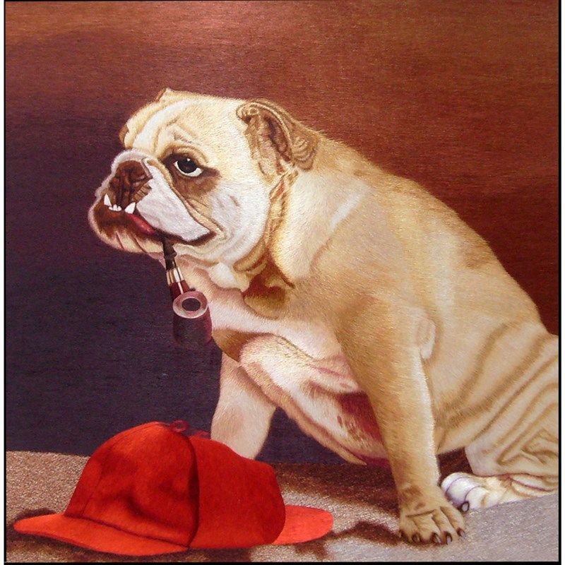 苏绣DIY套f件初学 针迹 沙皮狗 烟斗帽子 满绣 玄关客厅卧室刺绣,淘宝优惠券,粉丝福利购,淘宝优惠卷