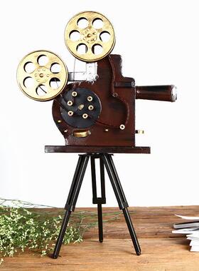 新疆包邮老式电影摄影机放映机模型铁皮三脚架照相机橱窗店铺摆件