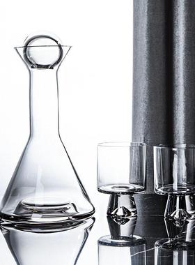 创意渐变玻璃醒酒器酒樽烟灰色醒酒器极简样板房摆件现代简约酒具