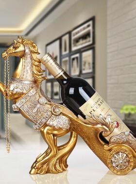 悦吉祥 红d酒架摆件酒柜客厅装饰品创意博古架马工艺品 HF064A金