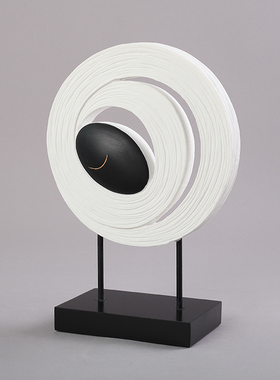 新中式创意砂岩软装饰品r样板间酒店门厅玄关卓柜圆形屏风现代摆