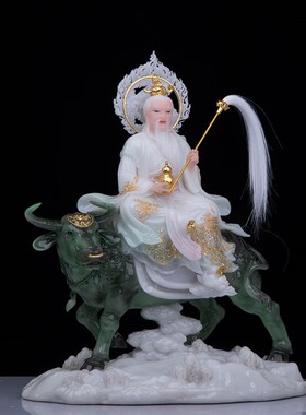 汉白玉太上老君神像树脂客厅祝福摆件老子骑青牛道德.天尊三清像