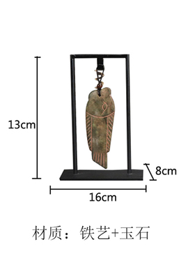 现代新中式创意玉石鱼玉璧盘古斧摆件样板间办公室U书房桌面装饰