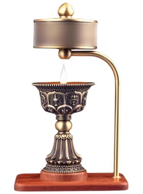 火转电动转轮LED充电酥油灯长明灯座燃灯法轮西藏U式家用转筒摆件