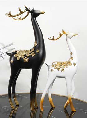 小鹿梅花鹿麋鹿套装客厅酒柜电视柜装饰N品摆件轻奢家居饰品