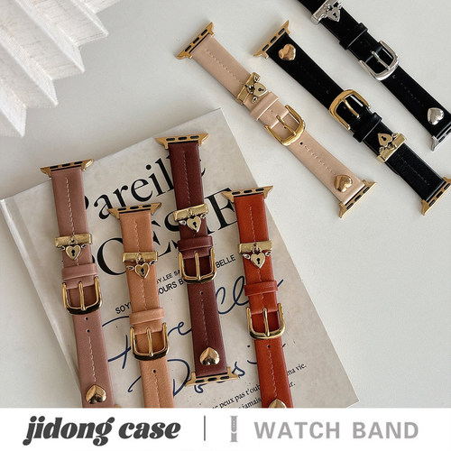 适用applewatchS11/10秋冬美拉德色立体爱心锁表带苹果手表ultra3/2女闺蜜iwatch9/8/7/6新款休闲百搭SE腕带 - 图3