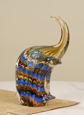 抽象琉璃招财小象摆件客厅玄关酒店办公室现代简S约轻奢高档装饰