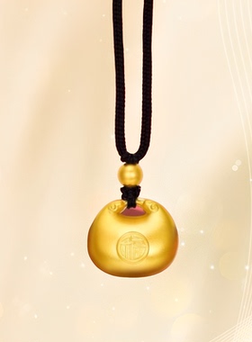 金包银男女古法小胖福字黑绳吊坠祥云纳福小宝宝挂坠送女友礼物