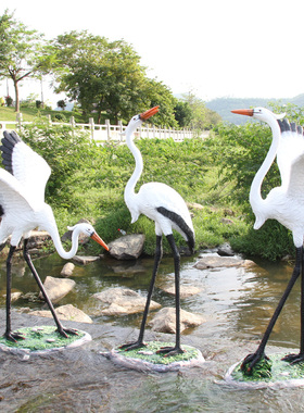 极速户外仿真白鹭玻璃钢别u墅花园动物仙鹤雕塑水池塘鸟类造景装