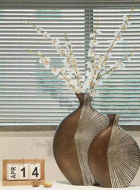 美式覆古花瓶摆件轻奢干花中式B客厅插花电视柜玄关家居装饰品