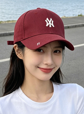 韩版新款刺绣粉色运动棒球帽男女春夏季潮牌显脸小软顶时尚鸭舌帽