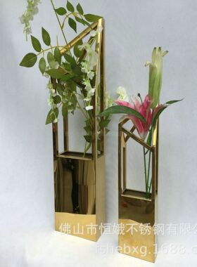 不锈钢桌面花器办公室小花瓶金属家居饰品摆件不锈钢花盆