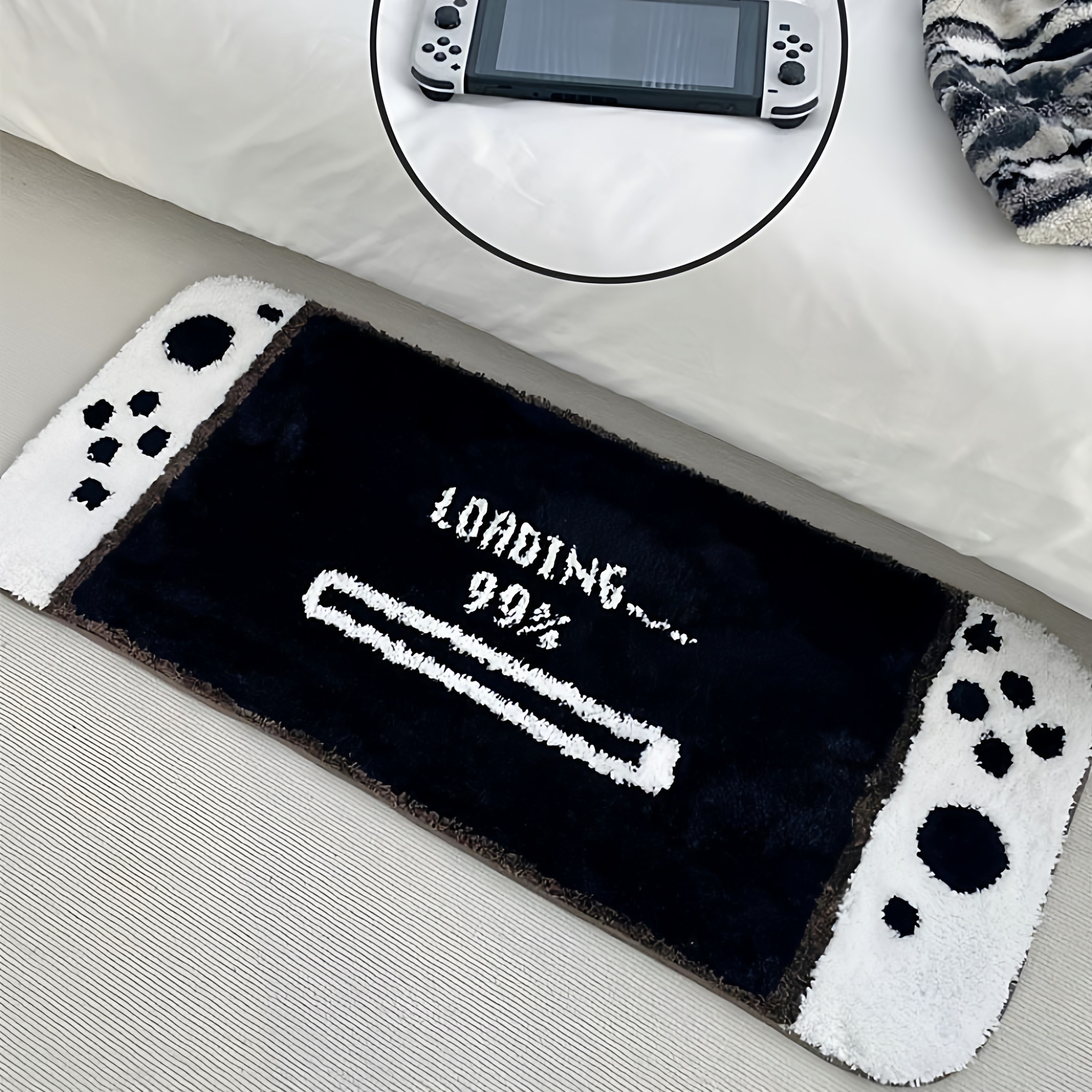 卡通Switch游戏机造型毛绒床边毯卧室飘窗毯仿羊绒地毯家用装饰毯,淘宝优惠券,粉丝福利购,淘宝优惠卷