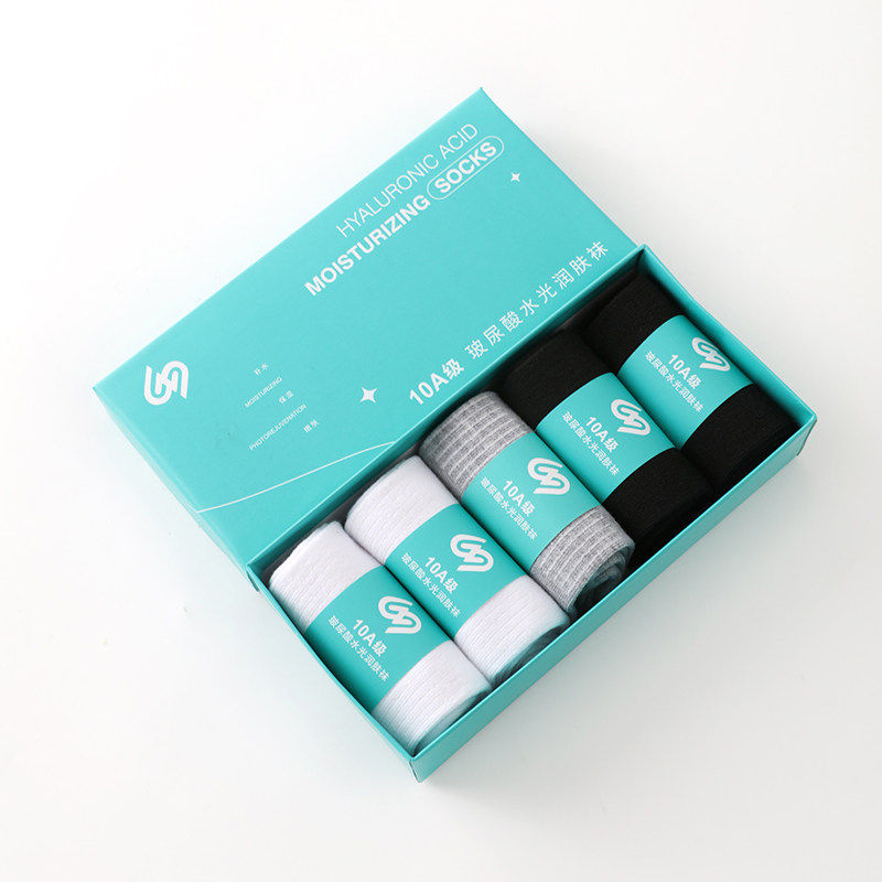 【中筒情侣款】10A抗菌玻尿酸水光润肤袜秋冬防臭香薰棉袜5双装