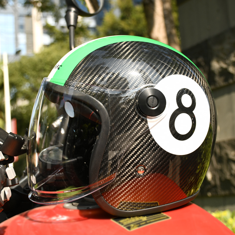 TERRIFIC复古半盔摩托车头盔碳纤维男踏板四季巡航机车四分之三盔 - 图2