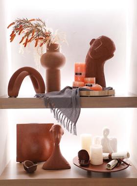 美联饰界陶瓷花瓶摆件诧寂复古风格客厅样板房软装饰品