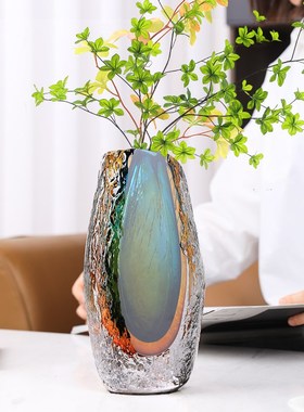 客厅家用花瓶摆件轻奢现代202z3新款大气玻璃花器高级感家居装饰