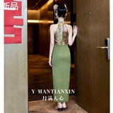 Летнее ципао, элегантное свадебное платье, вечернее платье, китайский стиль, изысканный стиль