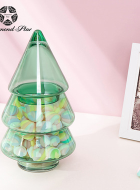 现代创意个性耶i诞树造型玻璃储物罐 客厅卧室收纳装饰品 耶诞礼