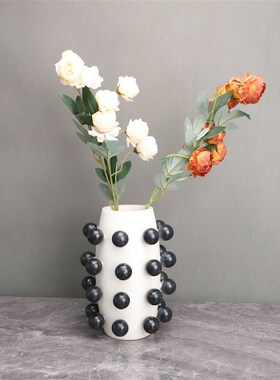 欧式创意大理石豆豆碗花器摆件卧室客厅J样板房电视柜酒柜家居饰