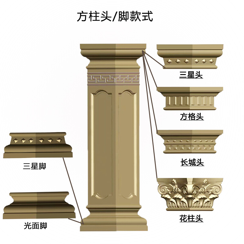 罗马柱方柱底座模具水泥制品方形柱脚柱头模型别墅阳台柱装饰造型 - 图0