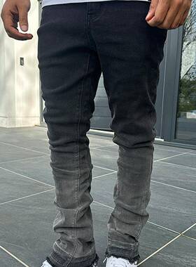 Four Seasons Men's Black Retro Stone Washed Gradient Slim El