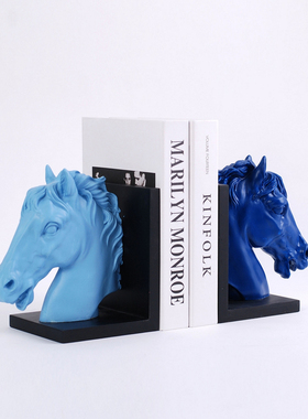 现代简约新中式动物马头书档树脂B马摆件样板房玄关软装饰品工艺