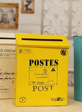 带锁信箱意见箱 挂墙铁皮箱 田园美式邮箱 心里U话装饰箱 邮筒