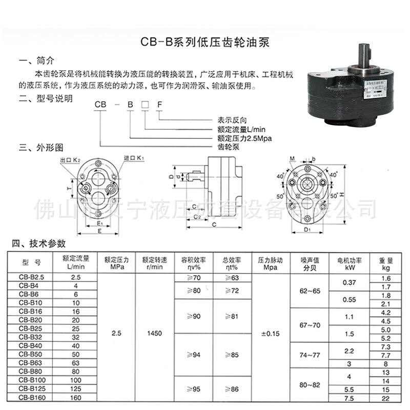 上海低压/钢齿液压齿轮泵CB-B2.5/B4/B6/B10/B16/B20/B25抽油泵 - 图1