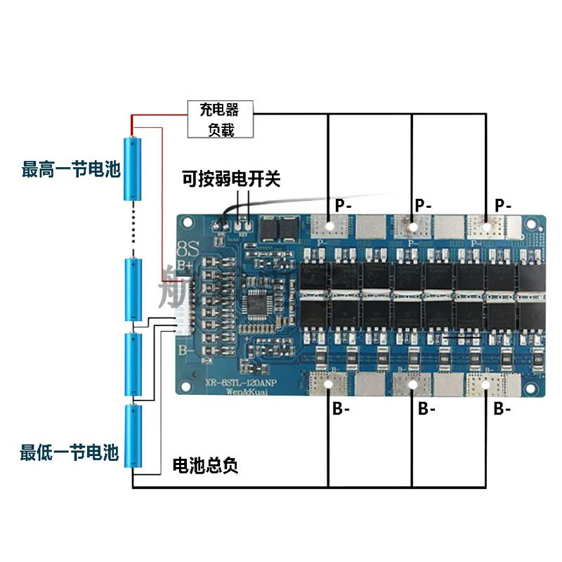 串818650圆柱电池锂电池24V保护板 80A100A120A三轮车动力保护板X-图0