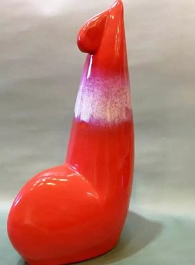 景德镇陶瓷雕塑大师刘源昌生肖鸡彩釉K红公鸡饰品大师工艺作品