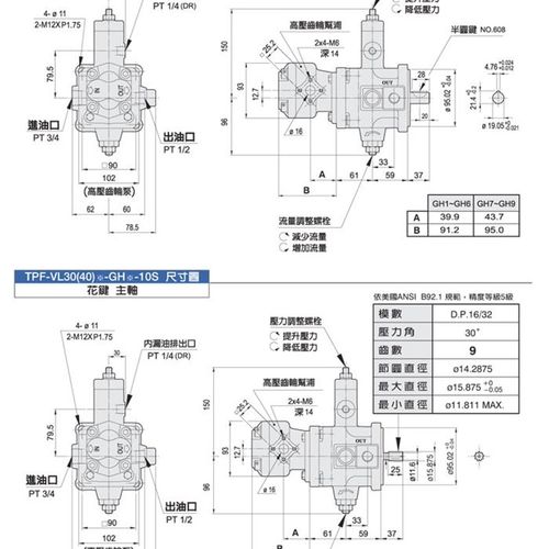 TPF-VL402-GH10-10 TPF-VLA402-GH6-10 安颂ANSON双联变量叶片泵 - 图0